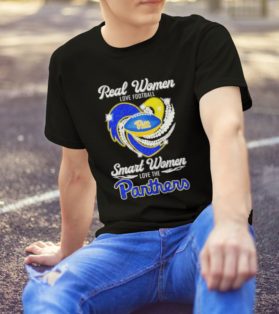 Real Women Love Football Smart Women Love Pitt Panthers T-Shirt