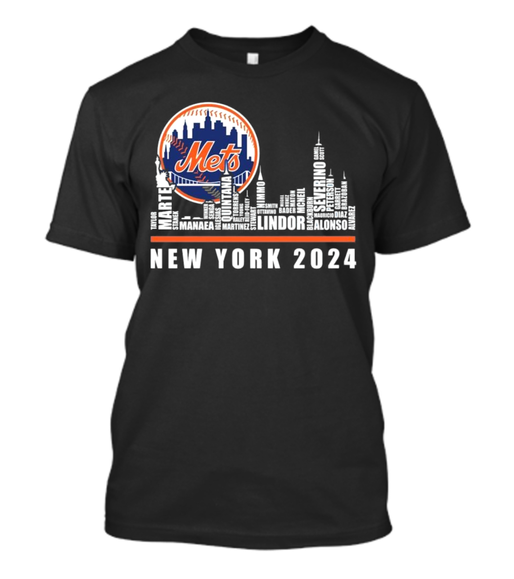 New York Mets Skyline Player Names T-Shirt