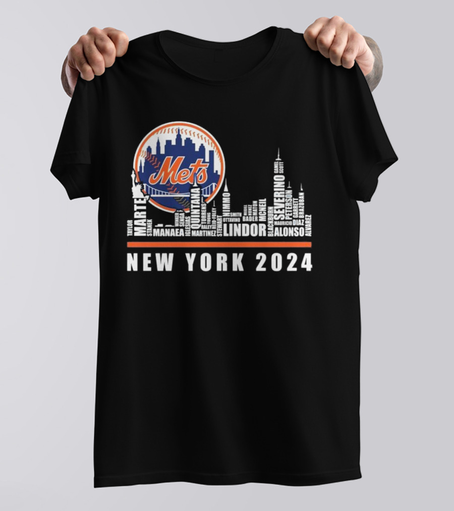 New York Mets Skyline Player Names T-Shirt
