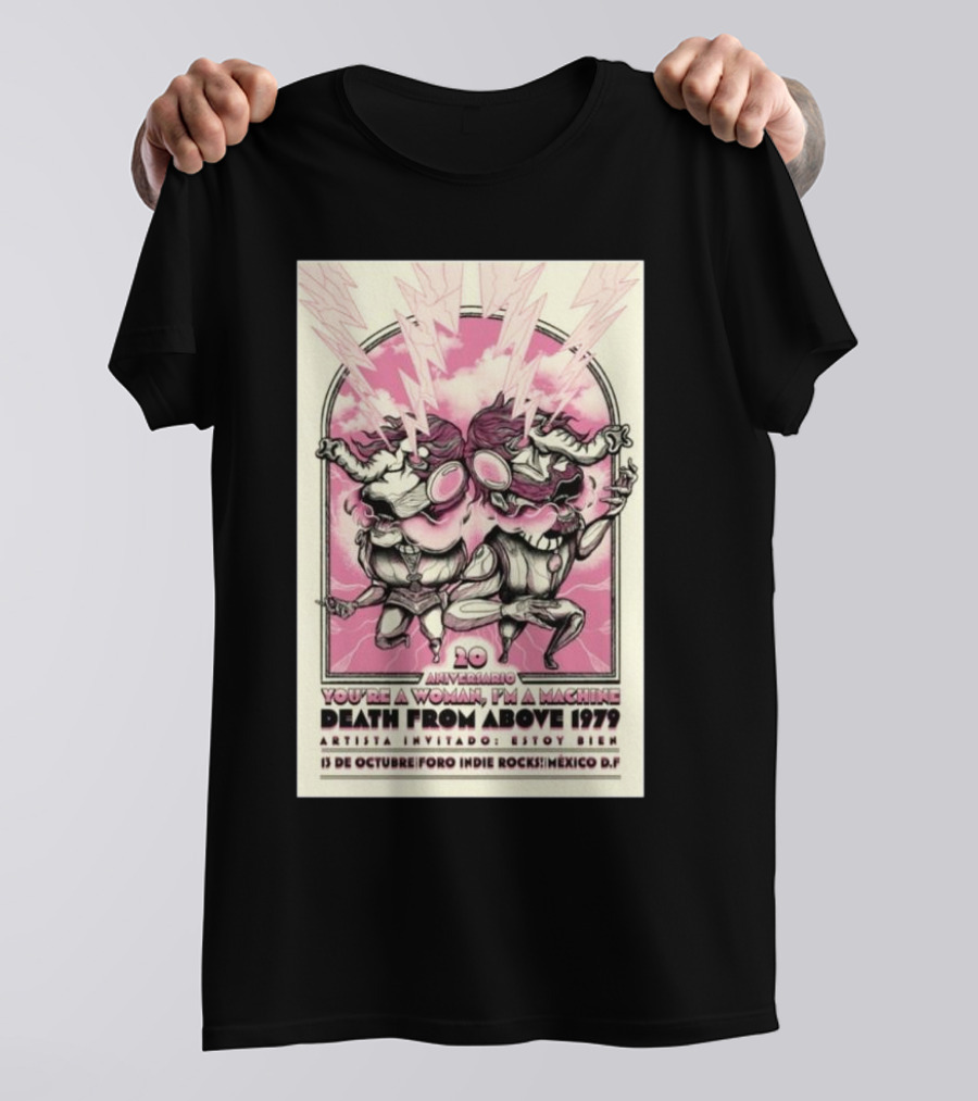 20 Aniversario You're A Woman I'm A Machine Death From Above 1979 Foro Indie Rocks Mexico D.F. 13 De Octubre Artista Invitado Estereotypo T-Shirt
