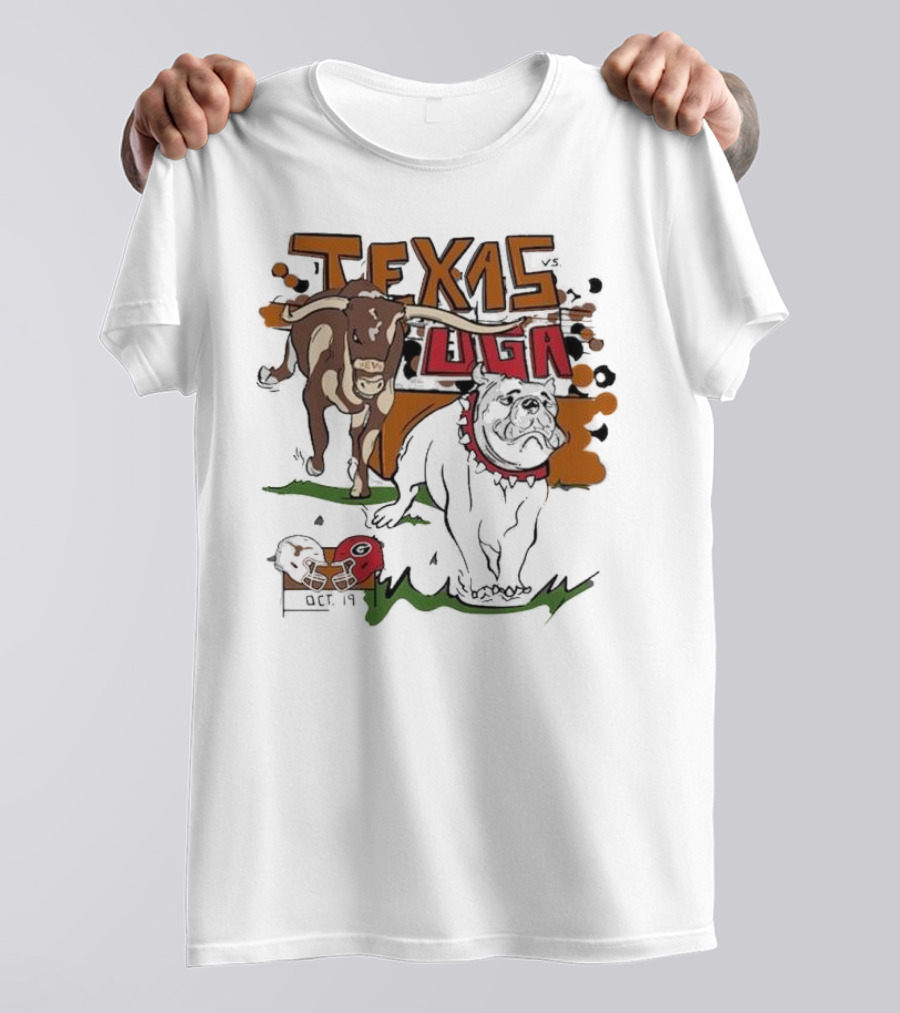 Texas Vs UGA Oct 19 Longhorns Bulldogs Matchup T-Shirt