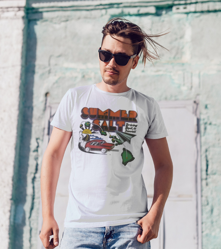 Summer Salt Driving Back To Hawaii Paper Airplane Car Island Tour T-Shirt