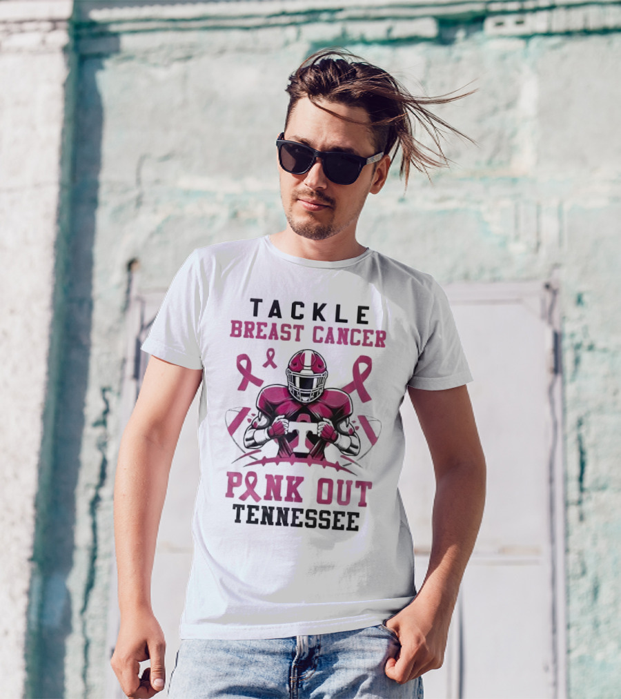 Tackle Breast Cancer Pink Out Tennessee Football T-Shirt
