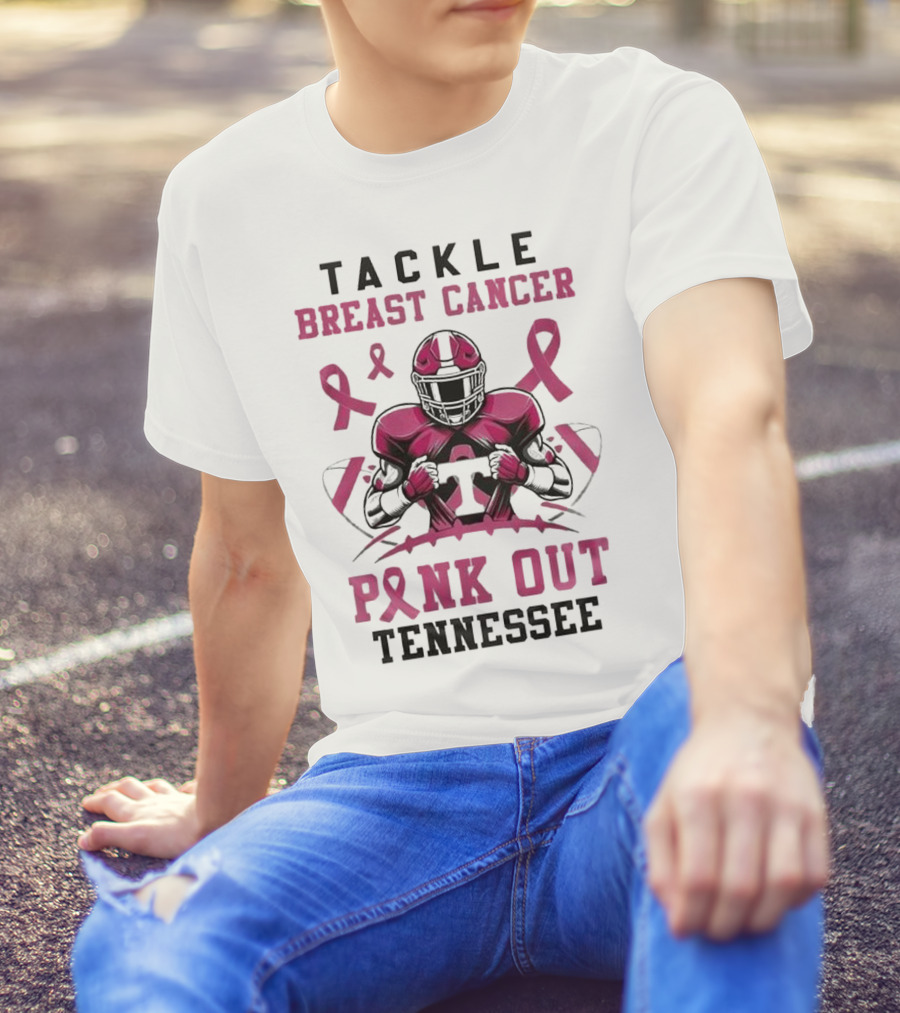 Tackle Breast Cancer Pink Out Tennessee Football T-Shirt