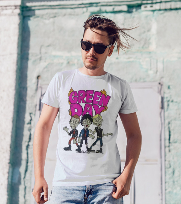 Green Day Zombie Band Cartoon Characters T-Shirt