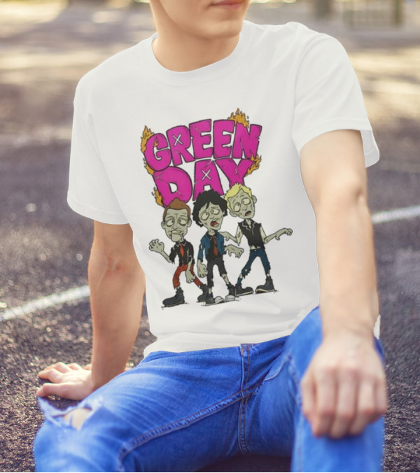 Green Day Zombie Band Cartoon Characters T-Shirt