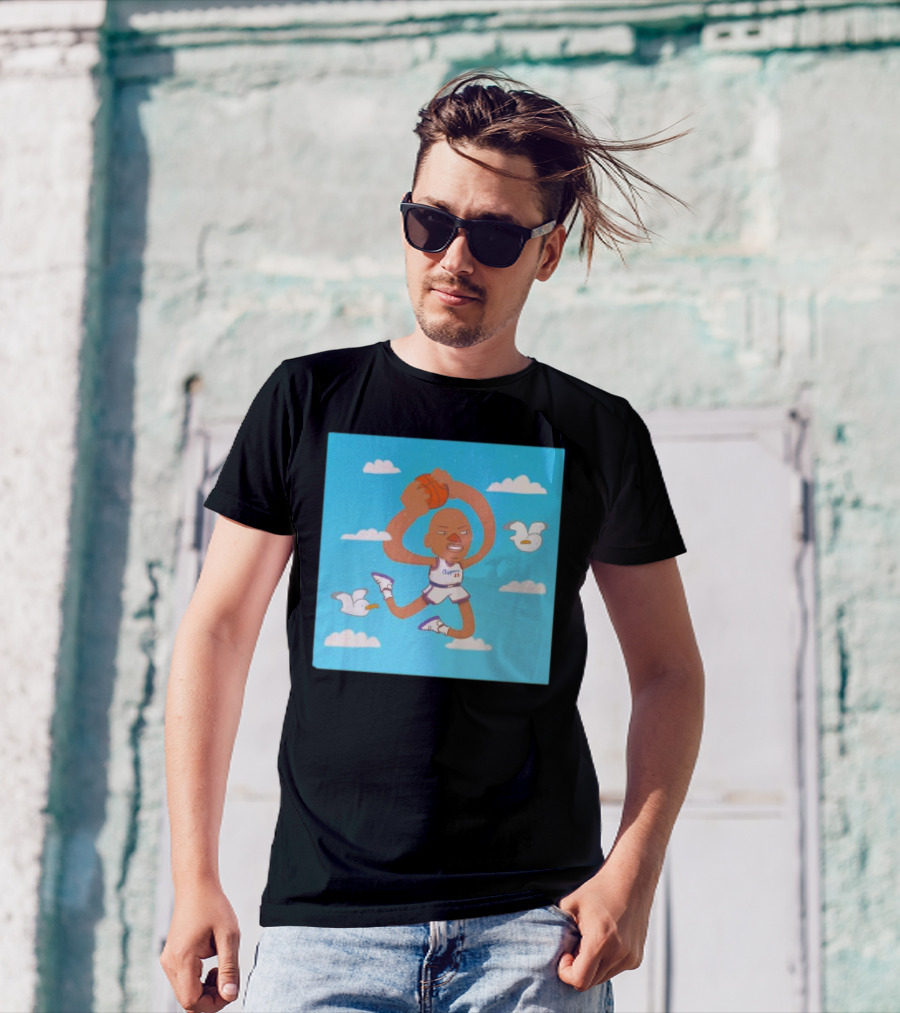 Sky Jones Dunking Los Angeles Clippers Clouds Seagulls T-Shirt
