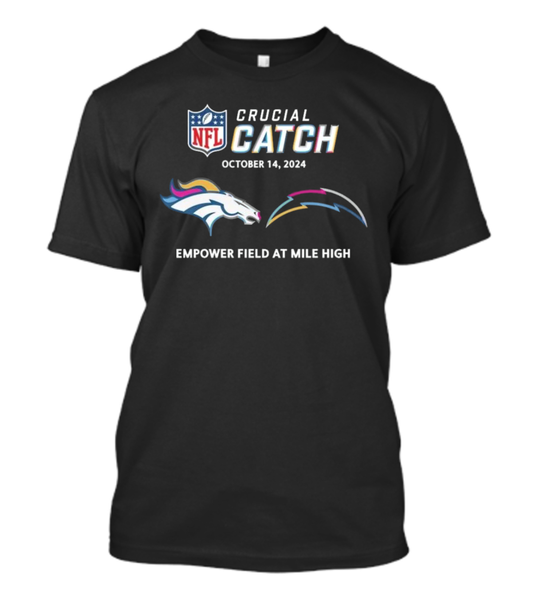 Denver Broncos Vs Los Angeles Chargers October 14 2024 NFL Crucial Catch Empower Field At Mile High T-Shirt