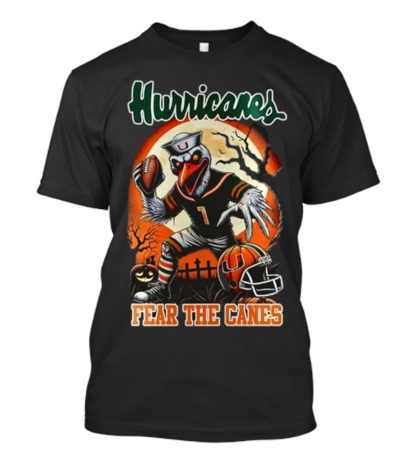 Hurricanes Fear The Canes Halloween Football Scene T-Shirt
