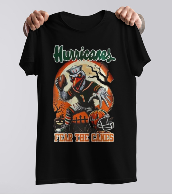 Hurricanes Fear The Canes Halloween Football Scene T-Shirt