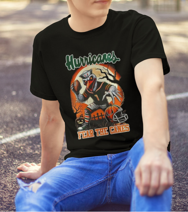 Hurricanes Fear The Canes Halloween Football Scene T-Shirt