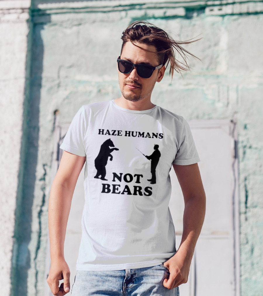 Haze Humans Not Bears Silhouette Of Person And Bear Confrontation T-Shirt