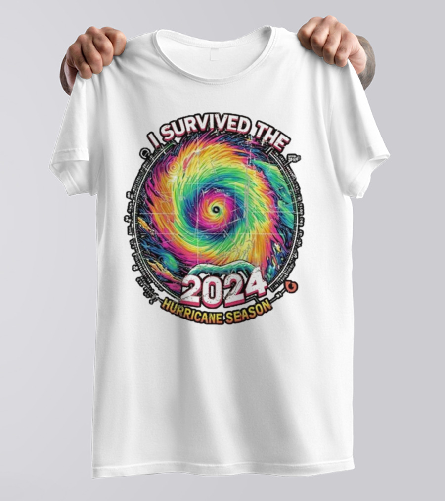 I Survived The Hurricane Season 2024 Spiral Vortex Vintage T-Shirt