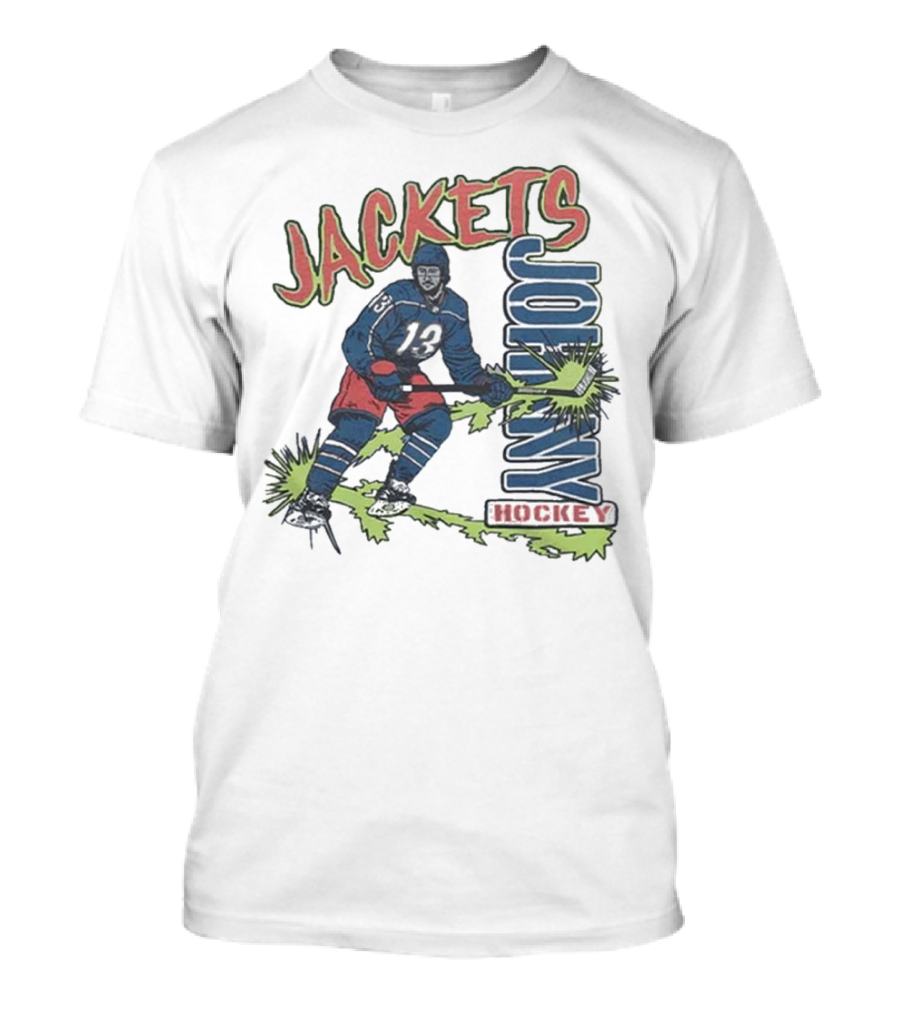 Jackets Johnny Hockey Number 13 Player Action T-Shirt
