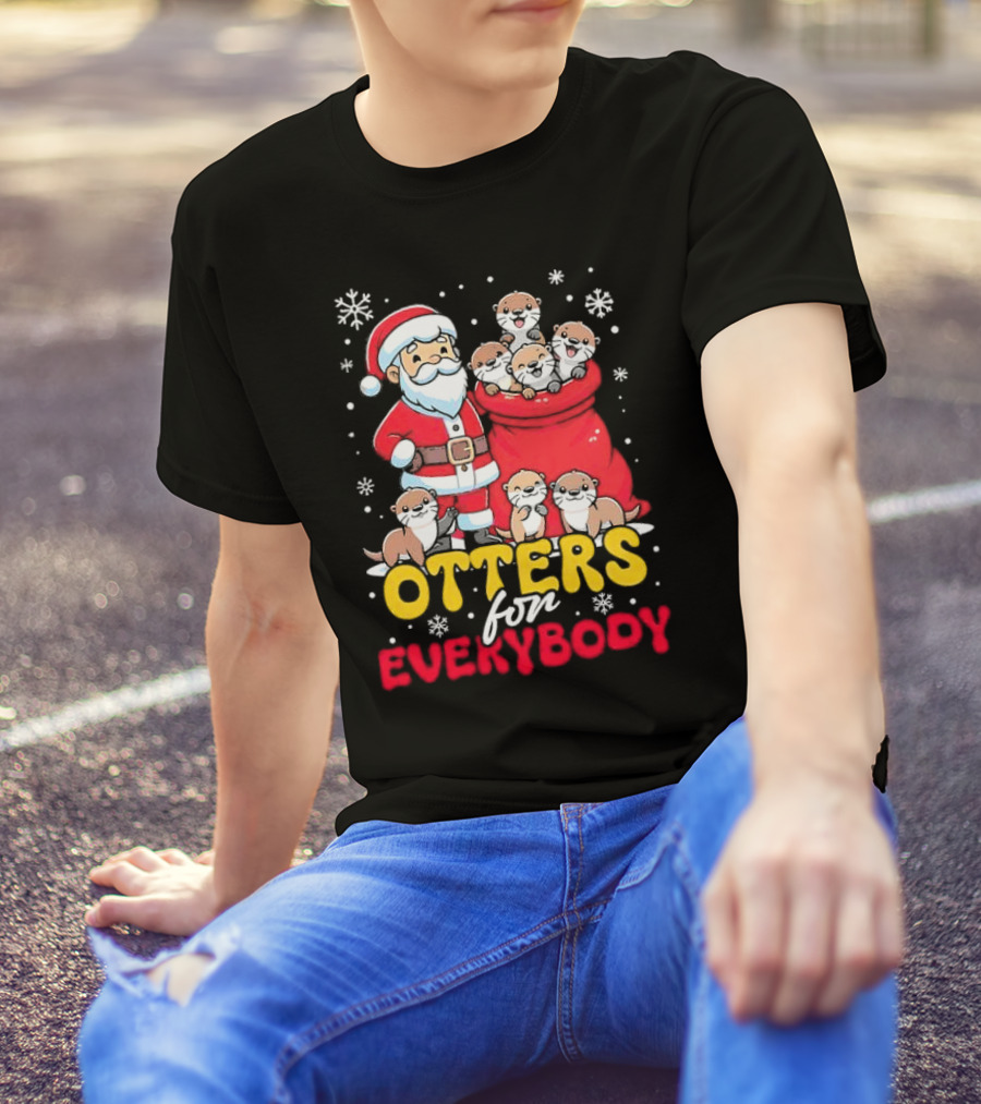 Otters For Everybody Santa Claus Christmas T-Shirt