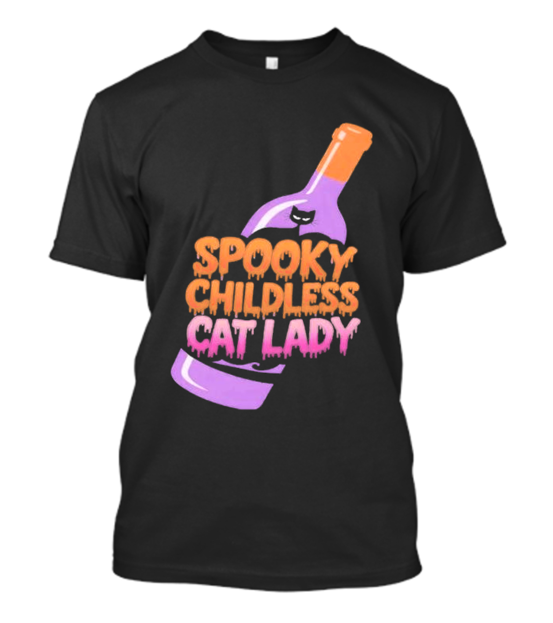 Spooky Childless Cat Lady Purple Bottle Halloween T-Shirt