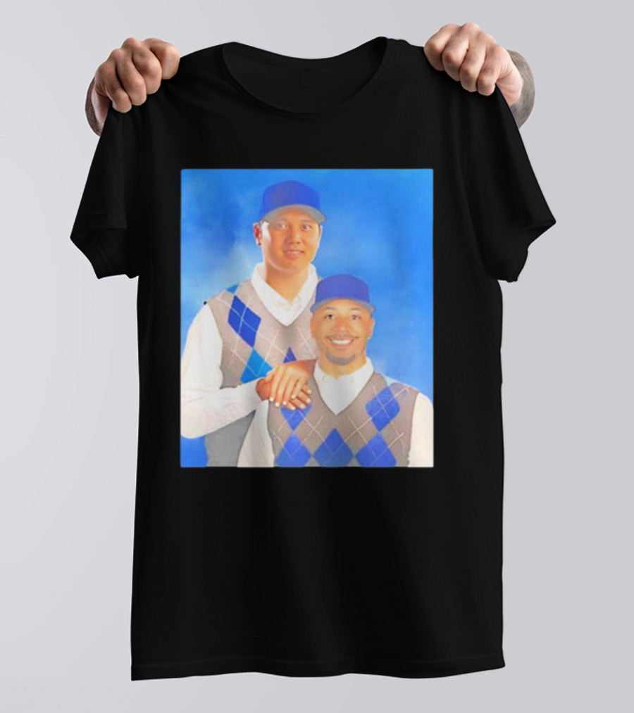 Step Brothers Shohei Ohtani Mookie Betts Portrait T-Shirt