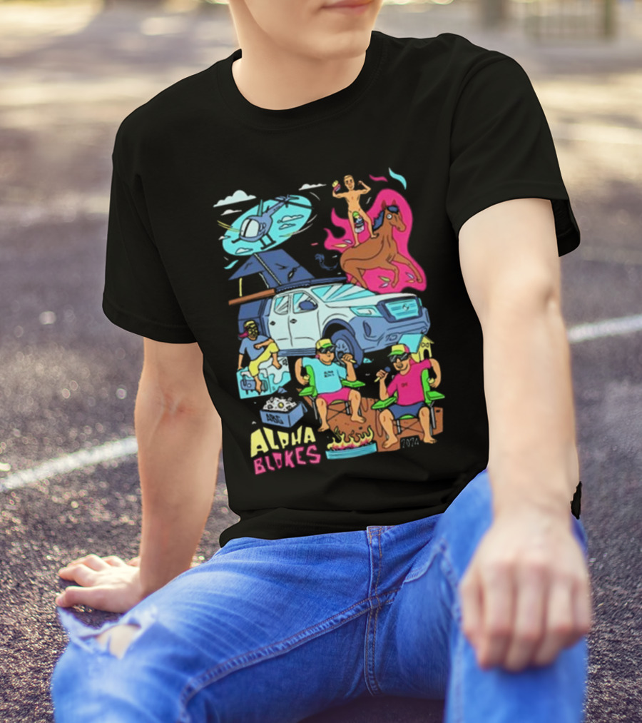 Alpha Blokes 2024 Helicopter Party Horse Fire Truck Beer BBQ T-Shirt