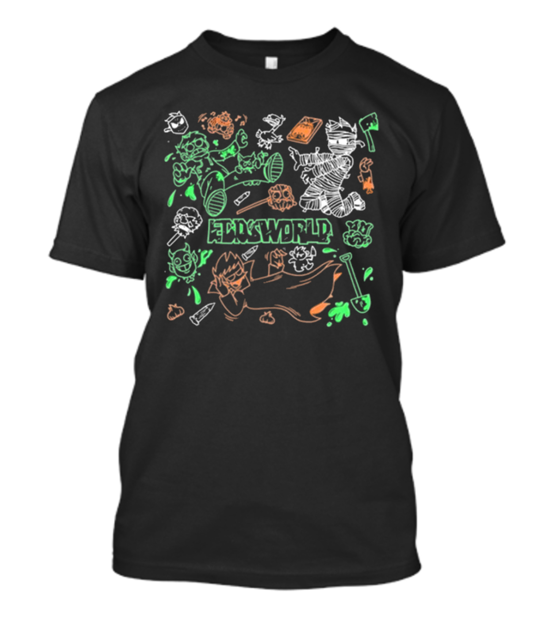 Eddsworld Spooky Halloween Characters With Mummy, Vampire, And Ghostly Creatures T-Shirt