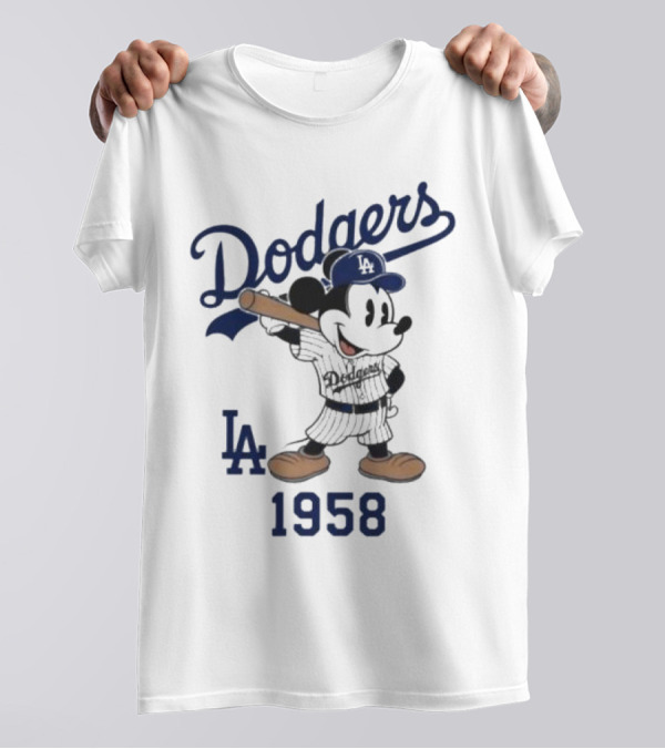 Mickey Mouse Los Angeles Dodgers 1958 LA Baseball T-Shirt