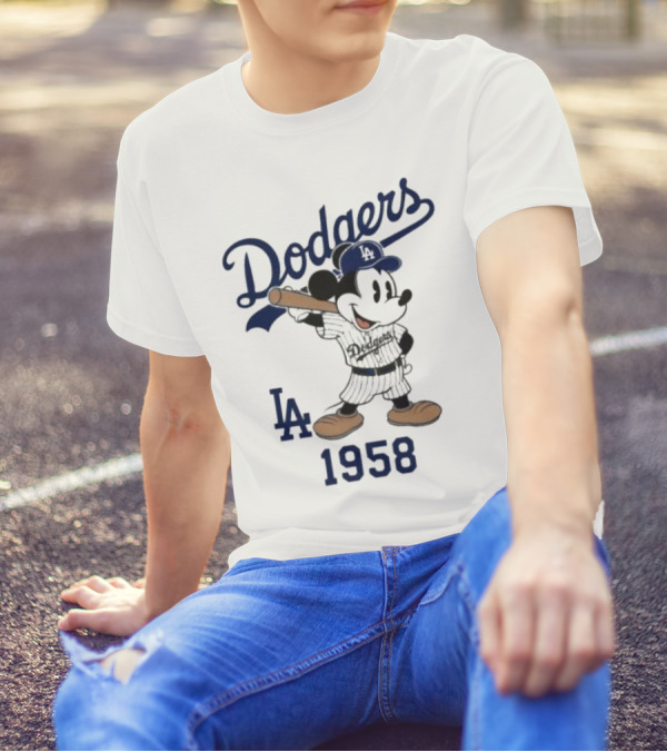Mickey Mouse Los Angeles Dodgers 1958 LA Baseball T-Shirt