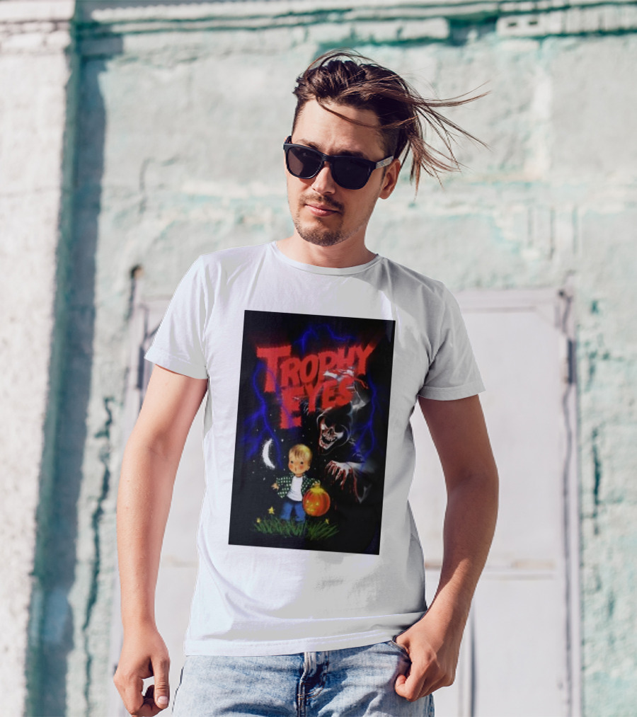 Trophy Eyes Halloween 2024 Grim Reaper And Child With Pumpkin T-Shirt