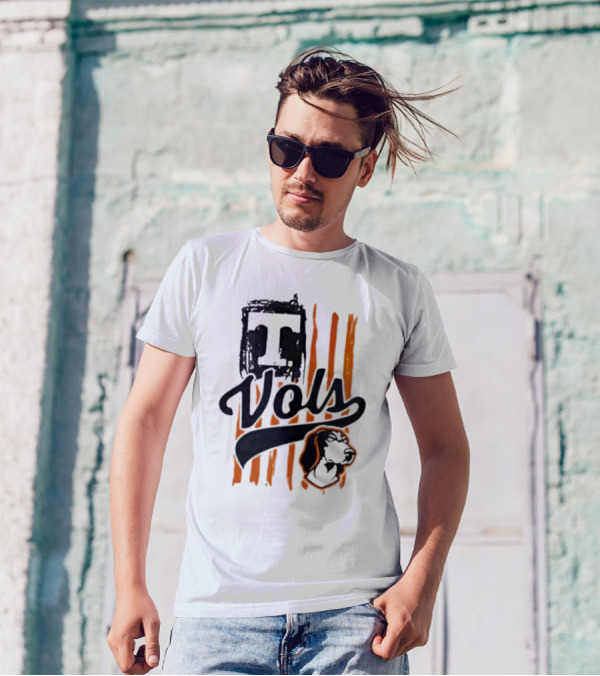 Vols T Logo With Dog And Orange Stripes T-Shirt