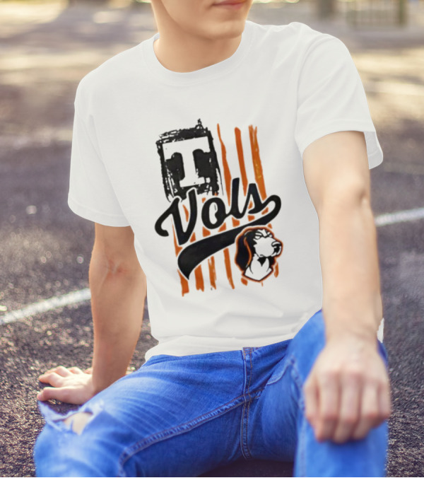 Vols T Logo With Dog And Orange Stripes T-Shirt