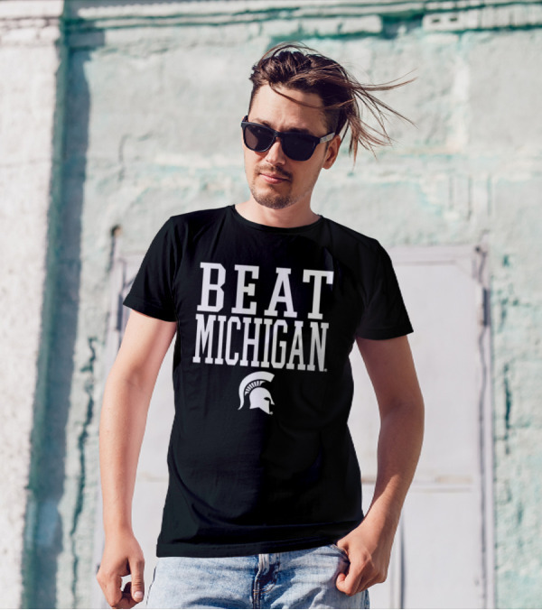Beat Michigan Michigan State Spartans Helmet T-Shirt