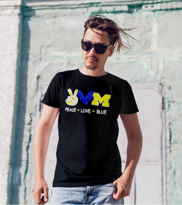 Peace Love M Blue T-Shirt