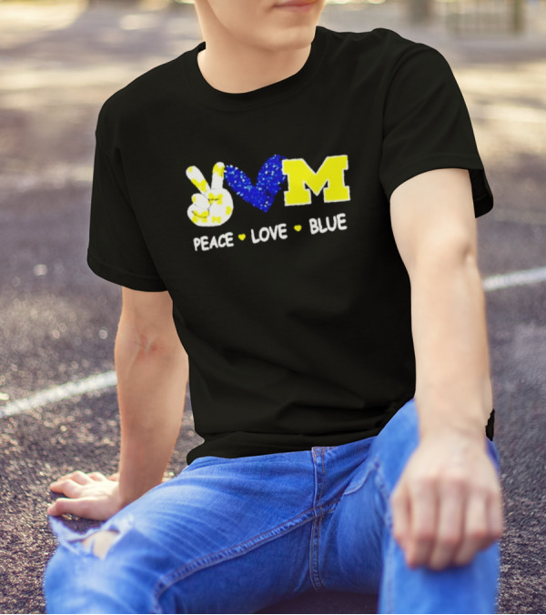 Peace Love M Blue T-Shirt