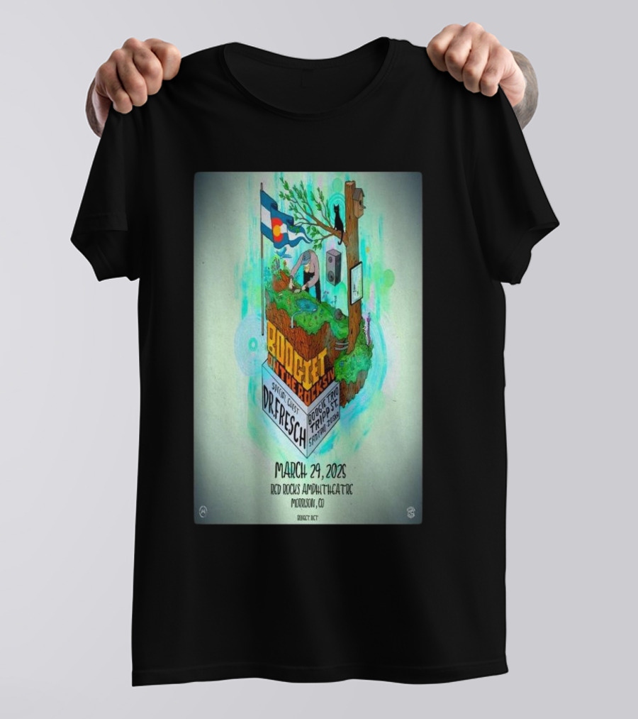 Boogie King Gizzard March 29 2025 Red Rocks Amphitheatre Morrison CO Special Guest Dr. Fresch Eprom Tripzy Leary Ghost Note T-Shirt