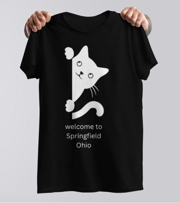 Cat Welcome To Springfield Ohio Playful Kitty Peeking T-Shirt