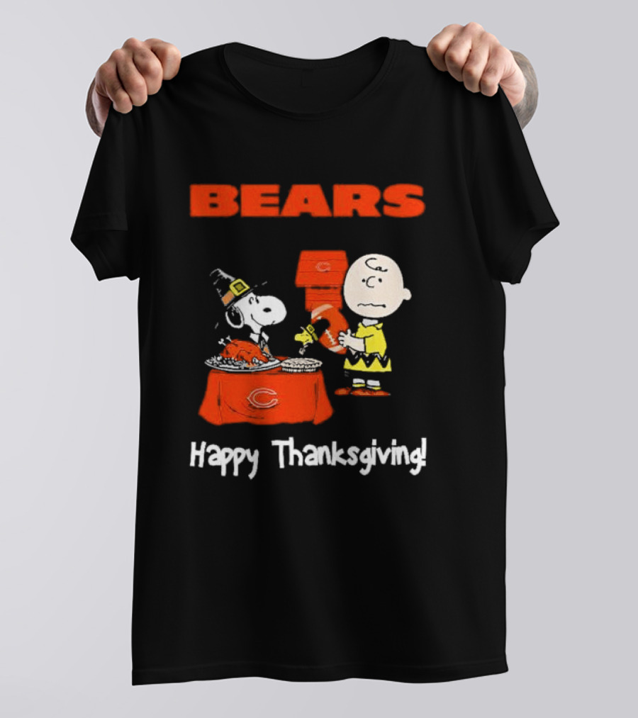 BEARS Chicago Charlie Brown And Snoopy Happy Thanksgiving T-Shirt
