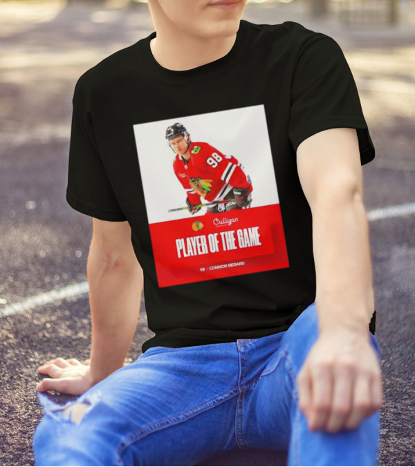 Connor Bedard 98 Chicago Blackhawks Player Of The Game T-Shirt