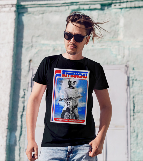 Fu Manchu Motorcycle Rider Desertfest Belgium 2024 Retro T-Shirt