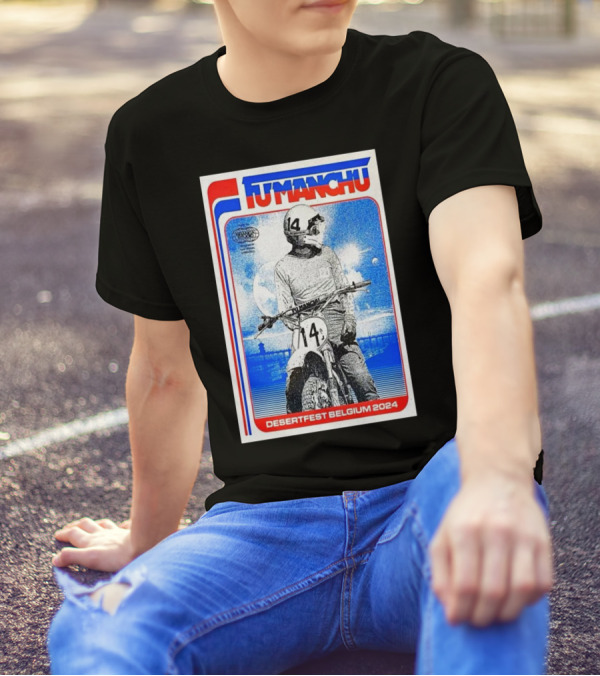 Fu Manchu Motorcycle Rider Desertfest Belgium 2024 Retro T-Shirt