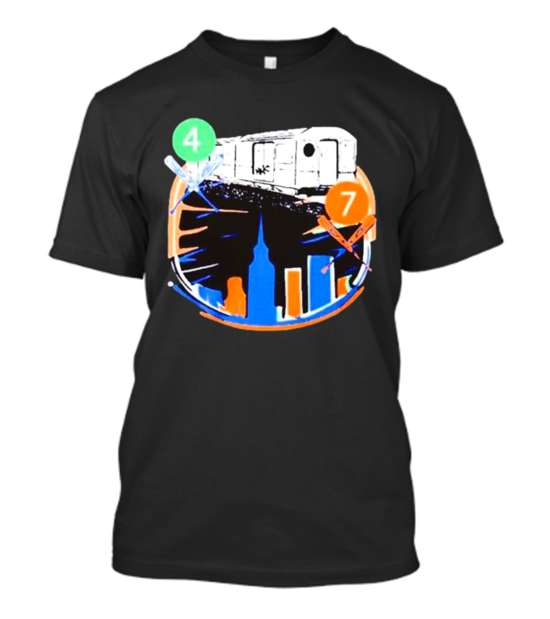 Subway Series NYC New York Yankees At New York Mets 4 7 Train Skyline T-Shirt