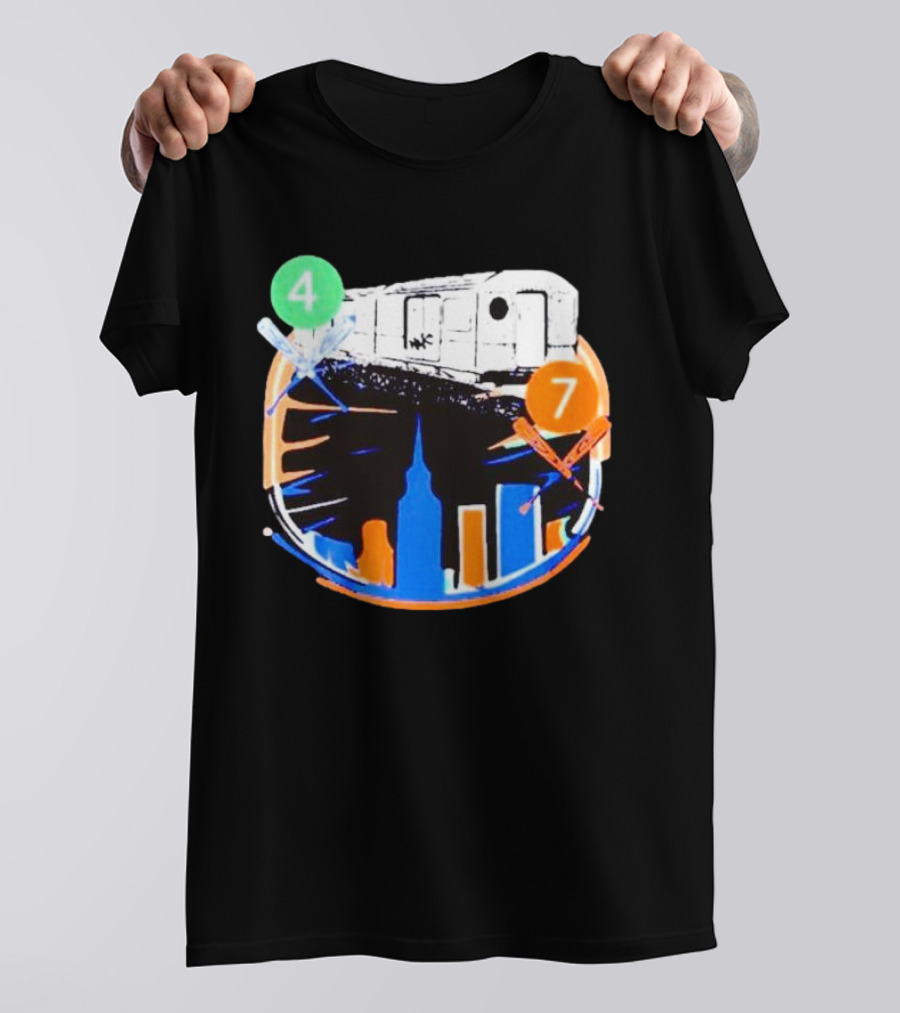 Subway Series NYC New York Yankees At New York Mets 4 7 Train Skyline T-Shirt
