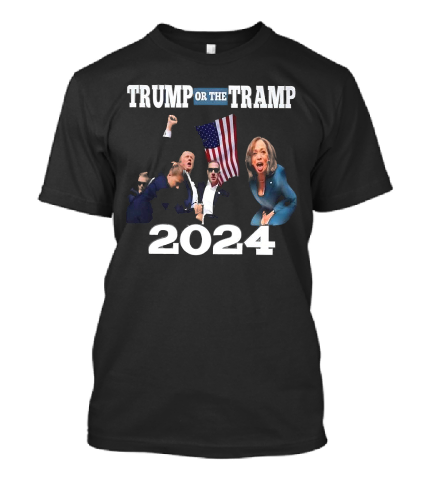 Trump Or The Tramp 2024 American Flag Political Figures T-Shirt