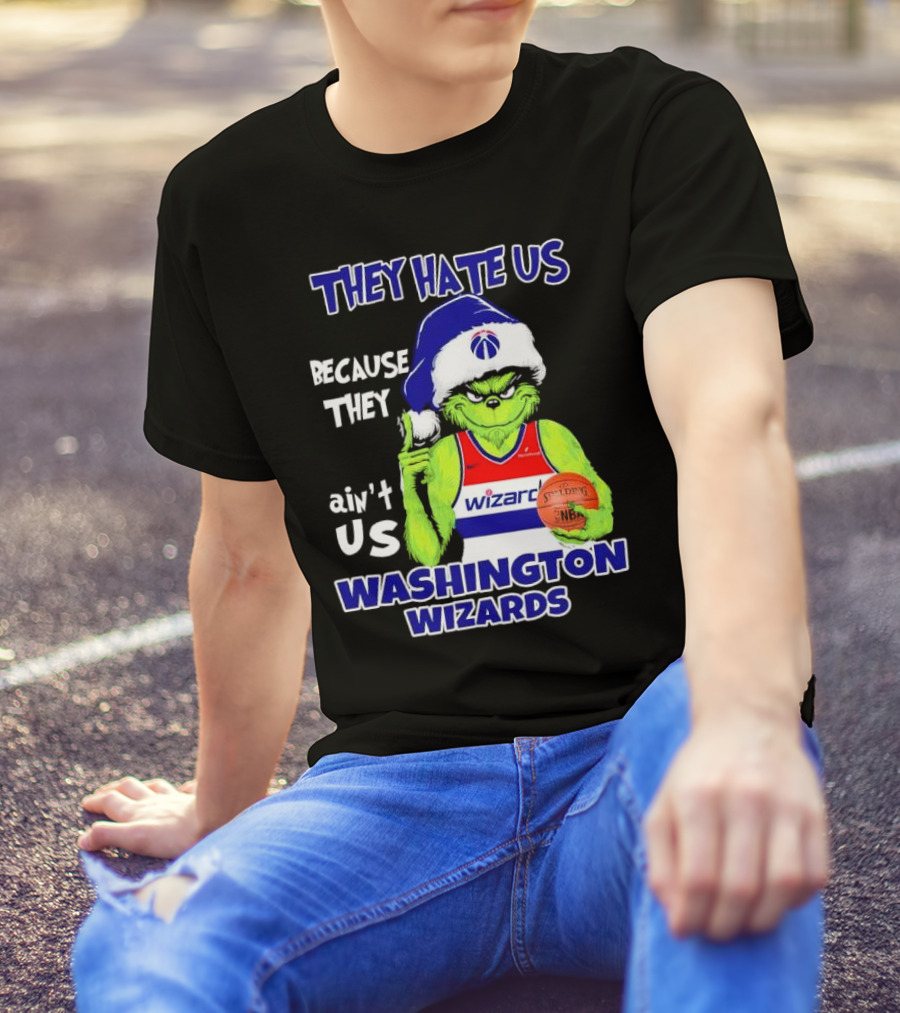 Washington Wizards Grinch They Hate Us Because They Ain’t Us Christmas NBA Jersey T-Shirt