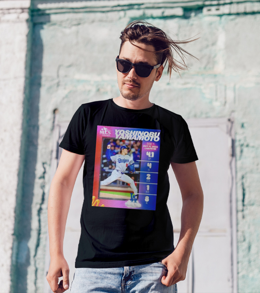 Yoshinobu Yamamoto NLCS Game 4 2024 Los Angeles Dodgers Stats October 17 LAD Vs NYM T-Shirt