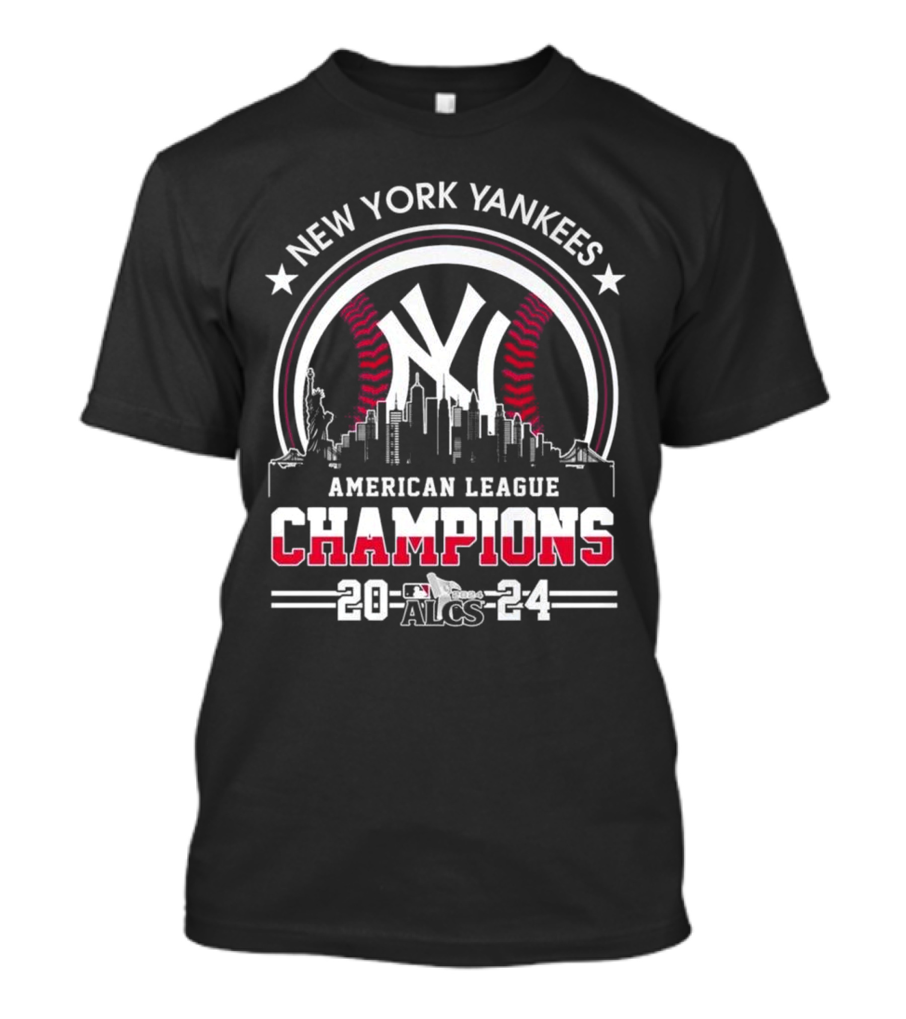 New York Yankees American League Champions 2024 Skyline ALCS T-Shirt