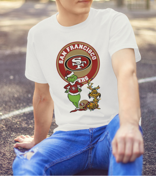 San Francisco 49ers Grinch And Max Merry Christmas T-Shirt