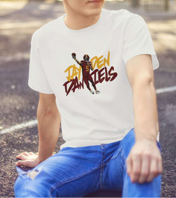 Jayden Daniels Washington Commanders Player Cartoon Football 5 T-Shirt