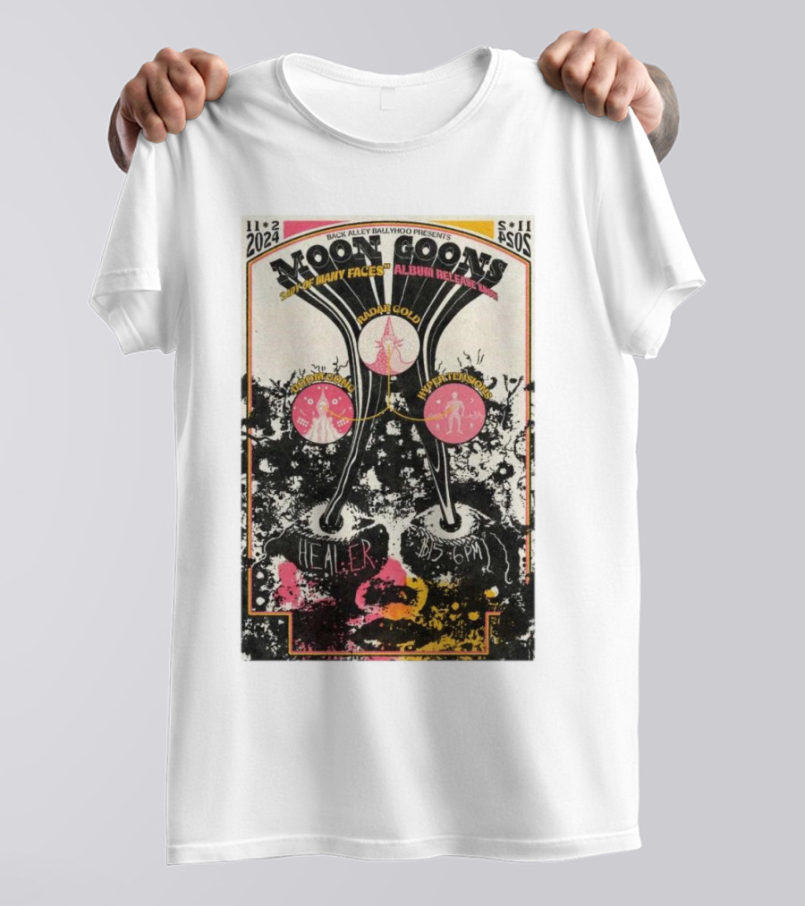 Moon Goons Back Alley Ballyhoo Many Faces Album Release November 2 2024 Healer Indianapolis IN T-Shirt