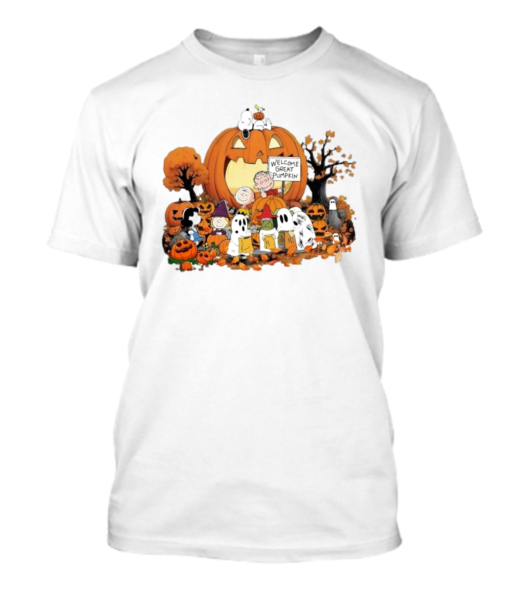 Peanuts Characters Halloween Welcome Great Pumpkin Charlie Brown Snoopy T-Shirt