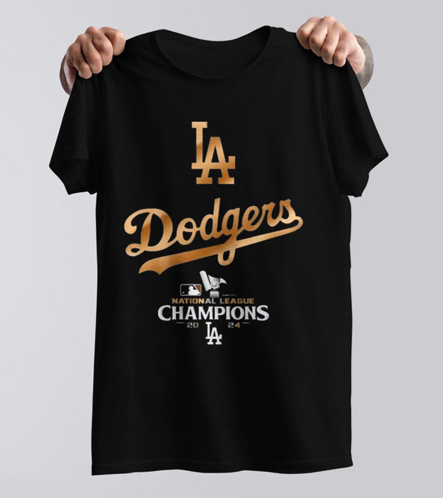 Los Angeles Dodgers LA 2024 National League Champions Gold Dodgers T-Shirt