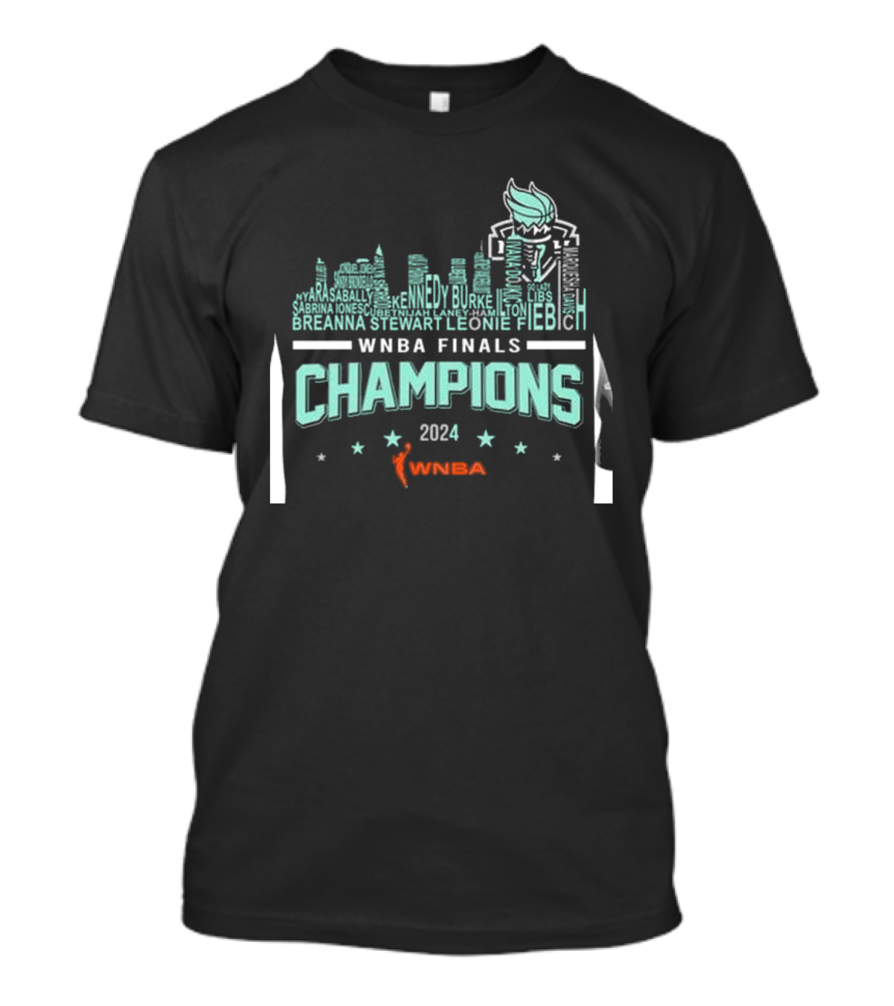 New York Liberty 2024 WNBA Finals Champions Liberty Torch Skyline T-Shirt