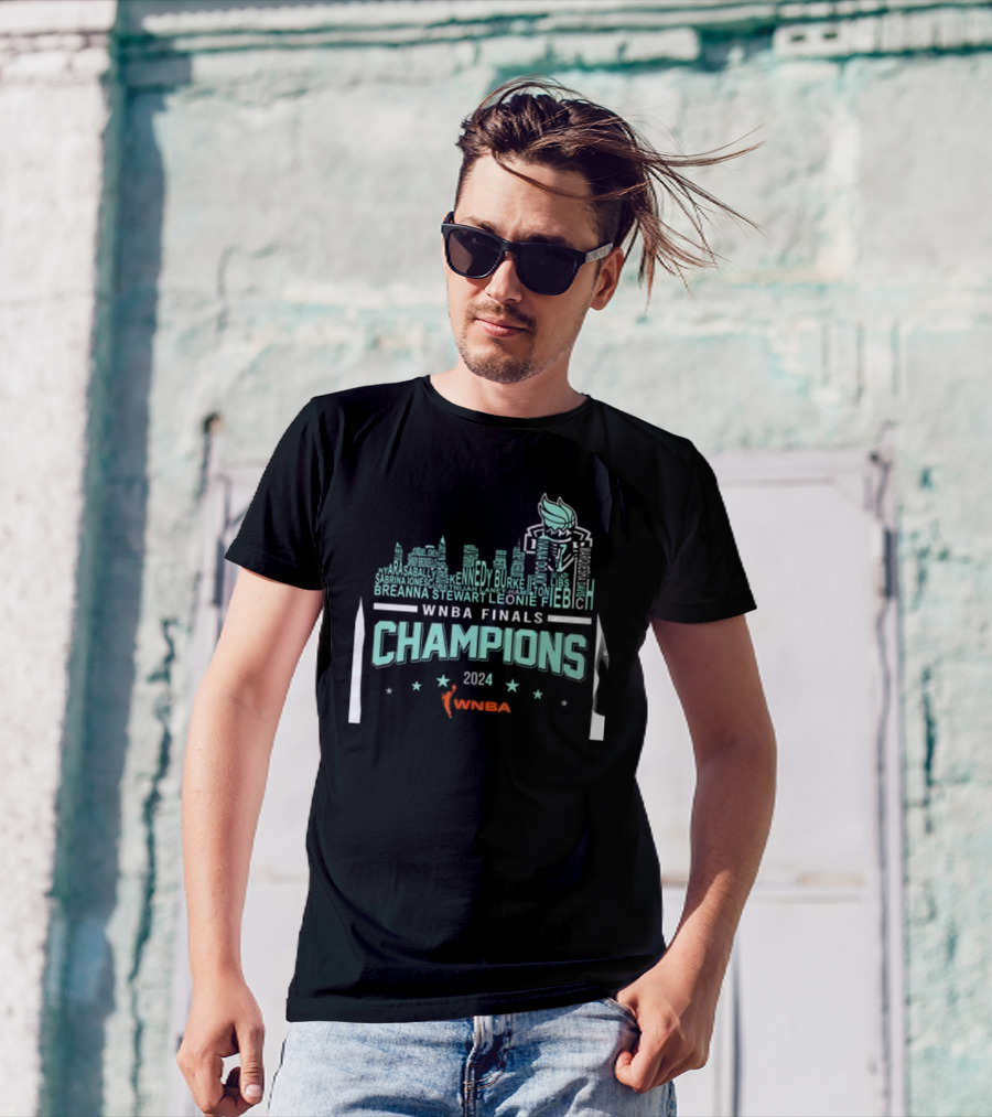 New York Liberty 2024 WNBA Finals Champions Liberty Torch Skyline T-Shirt
